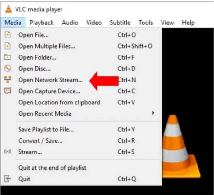 VLC media player Media Playback Audio Video Subtitle Tools View Help Open File... Ctrl+O Open Multiple Files... Ctrl+Shift+O Open Folder... Ctrl+F Open Disc... Ctrl+D Open Network Stream... Ctrl+N Open Capture Device... Ctrl+C Open Location from clipboard Ctrl+V Open Recent Media Save Playlist to File... Ctrl+Y Convert / Save... Ctrl+R Stream... Ctrl+S Quit at the end of playlist Quit Ctrl+Q