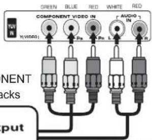 COMPONENT VIDEO IN TUV YVIDEO Ps Ps L AUDIO IN R NENT acks put