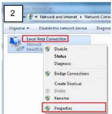 2 Organize Disable this network device Diagnos Local Area Connection Network Intel(R) & Disable Status Diagnose Bridge Connections Create Shortcut Delete Rename Properties