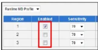 Runtime MD Profile Region Enabled Sensitivity 1 ✓ 70 2 □ 70 3 □ 70