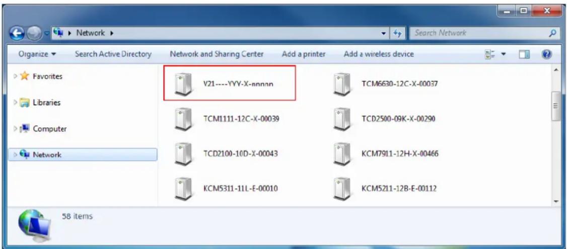 Organize Search Active Directory Network and Sharing Center Add a printer Add a wireless device Favorites V21----YYY-X-nnnnn TCM6630-12C-X-00037 Libraries TCM1111-12C-X-00039 TCD2500-09K-X-00290 Computer TCD2100-10D-X-00043 KCM7911-12H-X-00466 Network KCM5311-11L-E-00010 KCM5211-12B-E-00112 58 items