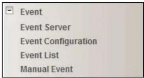 Event Event Server Event Configuration Event List Manual Event