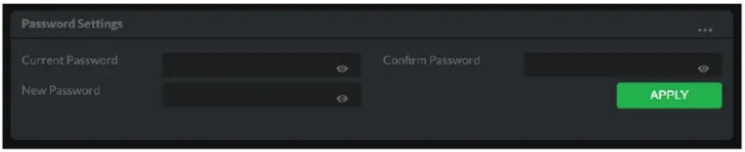 Password Settings Current Password New Password Confirm Password APPLY