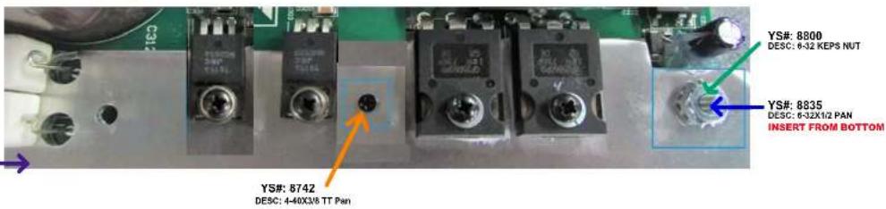 YS#: 8742 DESC: 4-40X3/6 TT Pan YS#: 8800 DESC: 8-32 KEPS NUT YS#: 8835 DESC: 8-32X1/2 PAN INSERT FROM BOTTOM
