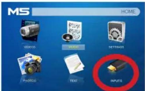 MS HOME VIDEOS AUDIO SETTINGS PHOTOS TEXT INPUTS