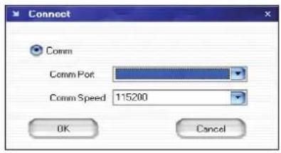 Connect Comm Comm Port Comm Speed 115200 OK Cancel