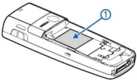 Technical diagram of a mobile phone casing with labeled component 1
