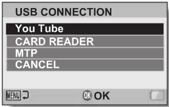 USB CONNECTION You Tube CARD READER MTP CANCEL