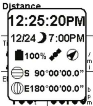 Distance 12:25:20PM 12/24 7:00PM 100% S 90°00'00.0" E180°00'00.0"