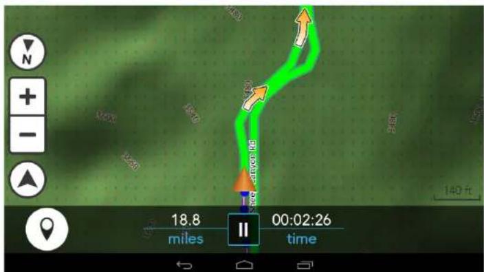N + - ▲ 140 ft 18.8 miles II 00:02:26 time