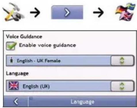 Voice Guidance Enable voice guidance English - UK Female Language English (UK) Language