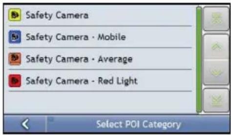 Safety Camera Safety Camera · Mobile Safety Camera · Average Safety Camera - Red Light Select POI Category