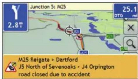 Junction 5: M25 2.8 m 25.1 DTG mi M25 Reigate > Dartford J5 North of Sevenoaks > J4 Orpington road closed due to accident