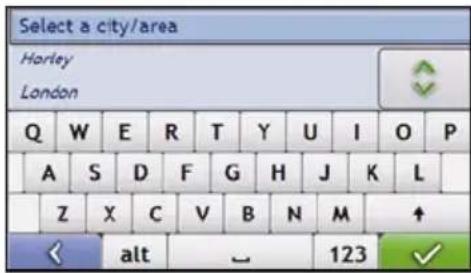 Select a city/area Horley London Q W E R T Y U I O P A S D F G H J K L Z X C V B N M ↑ ◀ alt _ 123 ✓