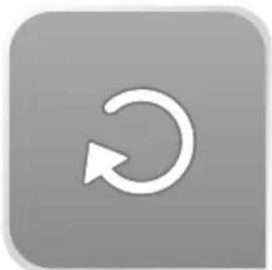 Gray square button with a white circular arrow icon, resembling a refresh or move indicator (no text or symbols)