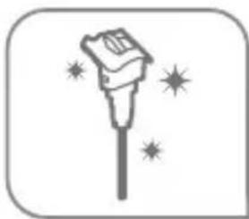 Simple line drawing of a magic wand with sparkles (no text or symbols)