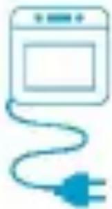 Simple line drawing of a washing machine with a power plug (no text or symbols)