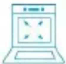 Simple line drawing of a laptop with four directional arrows on the screen (no text or symbols)