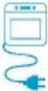 Simple line drawing of a washing machine with a cord and power plug (no text or symbols)