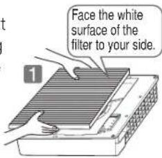 Face the white surface of the filter to your side.
