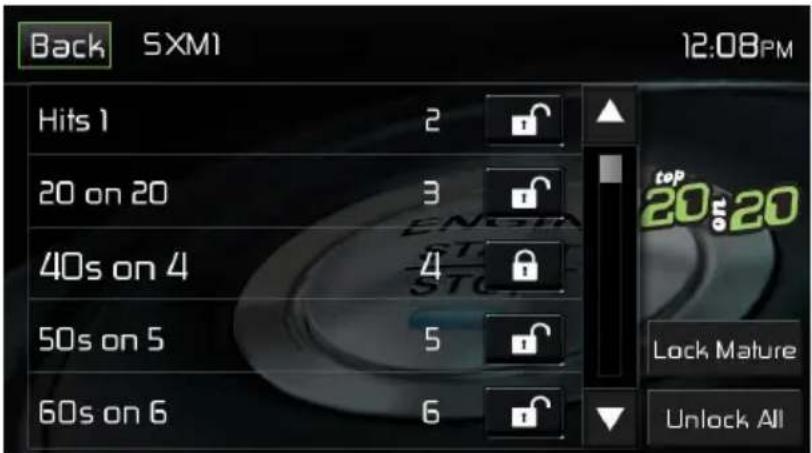 Back SXM1 12:08PM Hits 1 2 20 on 20 3 40s on 4 4 50s on 5 5 60s on 6 6 top 20 s 20 Lock Mature Unlock All