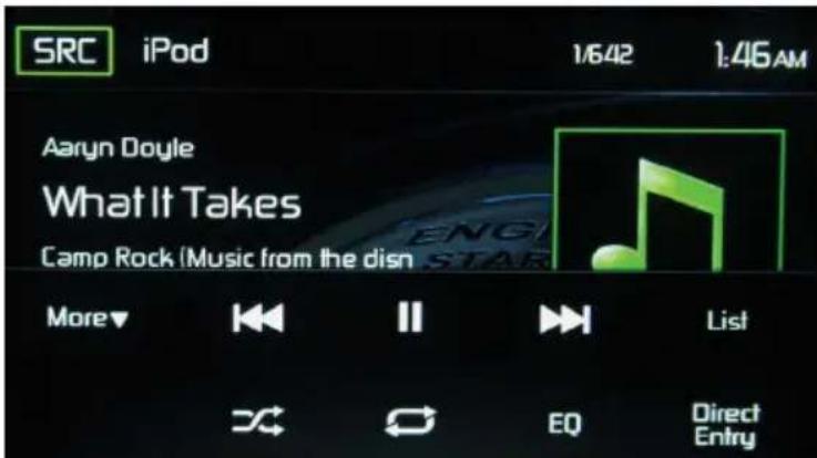 SRC iPod 1/642 1:46AM Aaryn Doyle What It Takes Camp Rock (Music from the disn More▼ ↔ || ▶ List → ↻ EQ Direct Entry