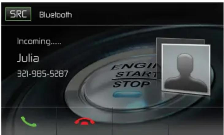 SRC Bluetooth Incoming...... Julia 321-985-5287 ENGIN START STOP