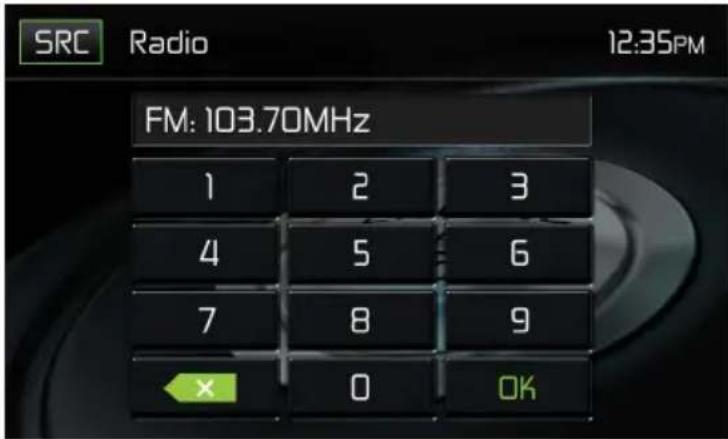SRC Radio 12:35PM FM: 103.70MHz 1 2 3 4 5 6 7 8 9 X 0 OK