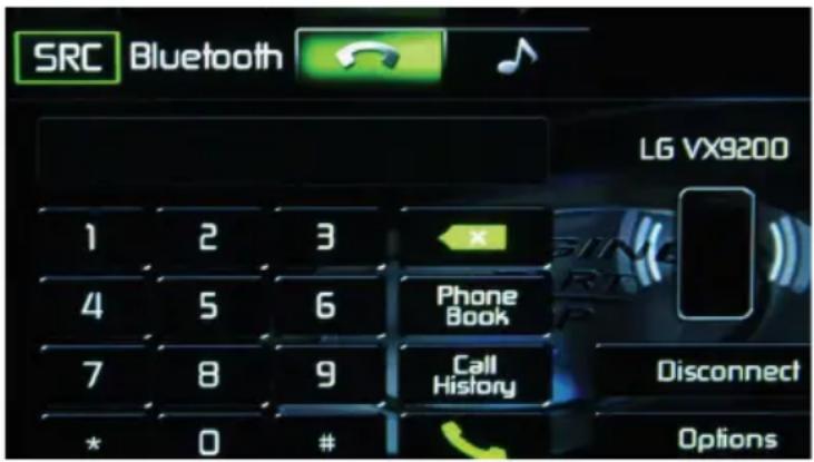 SRC Bluetooth LG VX9200 1 2 3 4 5 6 Phone Book 7 8 9 Call History * 0 # Options