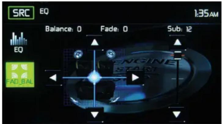 SRC EQ 1:35AM Balance: 0 Fade: 0 Sub: 12 EQ FAD_BAL ENGINE START