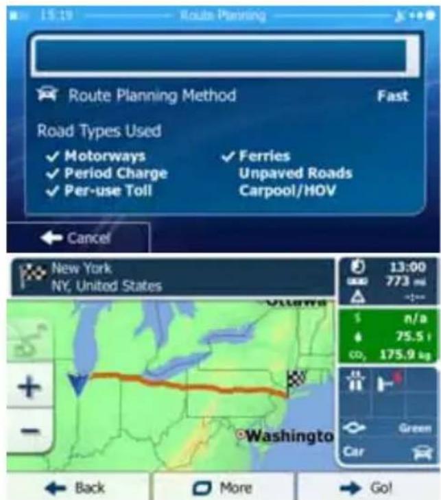 Route Planning Method Fast Road Types Used ✓ Motorways ✓ Ferries ✓ Period Charge Unpaved Roads ✓ Per-use Toll Carpool/HOV Cancel New York NY, United States 13:00 773 m -1=- $ n/a ↓ 75.5 t CO₂ 175.9 kg + - Washington Back More Go!