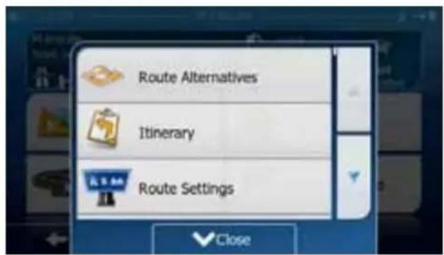 Route Alternatives Itinerary Route Settings Close