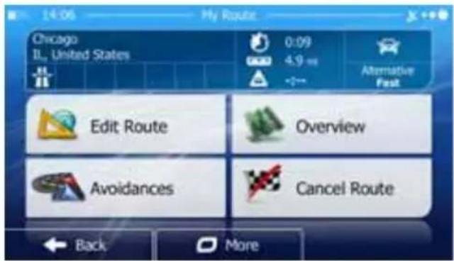 14:06 My Route Chicago IL, United States 0:09 4.9 ms Alternative Fast Edit Route Overview Avoidances Cancel Route Back More