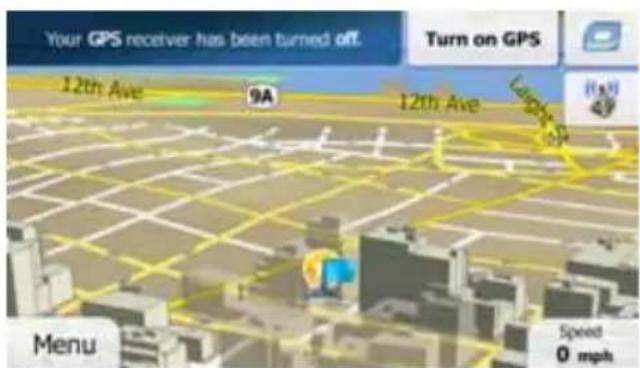 Your GPS receiver has been turned off. Turn on GPS 12th Ave 9A 12th Ave Europe Menu Speed 0 mph