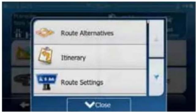 Route Alternatives Itinerary Route Settings Close