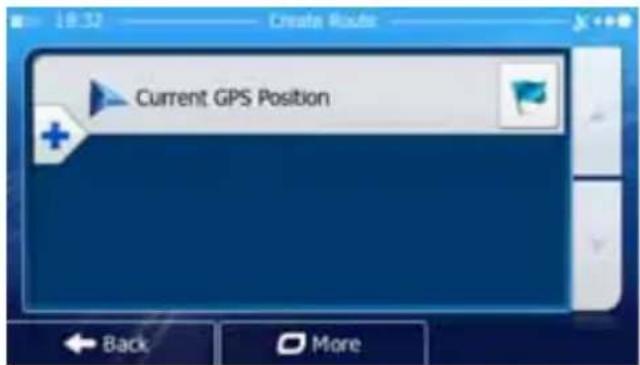 18:32 Create Route Current GPS Position Back More