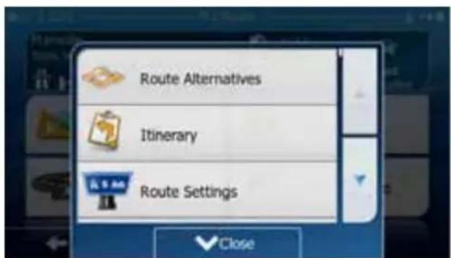 Route Alternatives Itinerary Route Settings Close