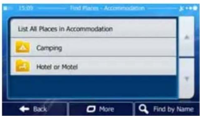 List All Places in Accommodation Camping Hotel or Motel