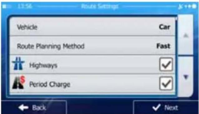 Vehicle Car Route Planning Method Fast Highways Period Charge Back Next