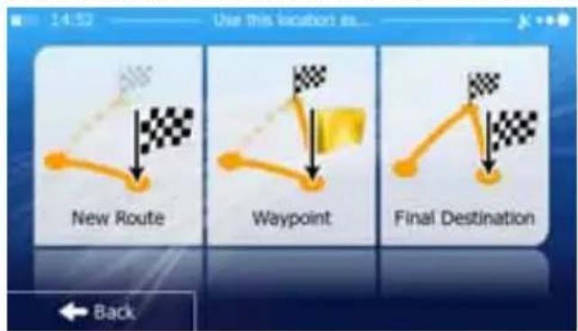 14:52 Use this location as... New Route Waypoint Final Destination Back