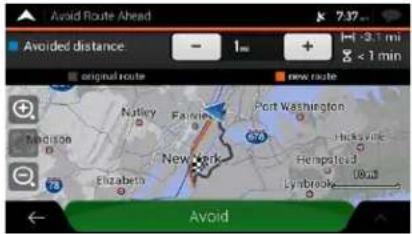 Avoid Route Ahead Avoided distance original route new route Nattley Fairley Port Washington Newark Elizabeth Hicksville Hampstead Lyndrooke Avoid