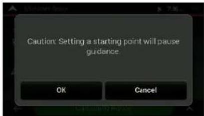 Caution: Setting a starting point will pause guidance. OK Cancel