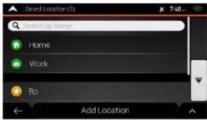 Saved Location (3) Search by Name Home Work Bo Add Location