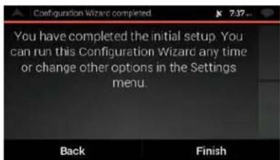 Configuration Wizard completed You have completed the initial setup. You can run this Configuration Wizard any time or change other options in the Settings menu. Back Finish