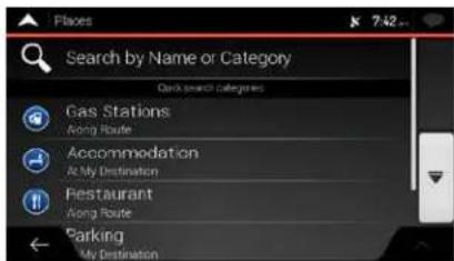 Search by Name or Category Gas Stations Along Route Accommodation At My Destination Restaurant Along Route Parking My Destination