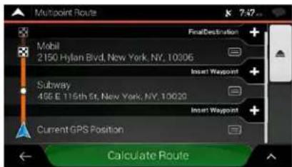 Multipoint Route Mobil 2150 Hylan Blvd, New York, NY, 10006 Final Destination Subway 406 E 115th St, New York, NY, 10029 Insert Waypoint Insert Waypoint Current GPS Position Calculate Route