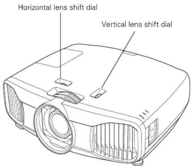 Horizontal lens shift dial Vertical lens shift dial