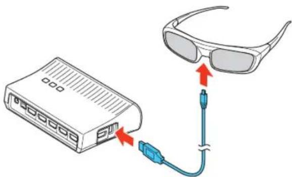 Diagram showing a device connected to an illuminated screen with cable, no text or symbols present