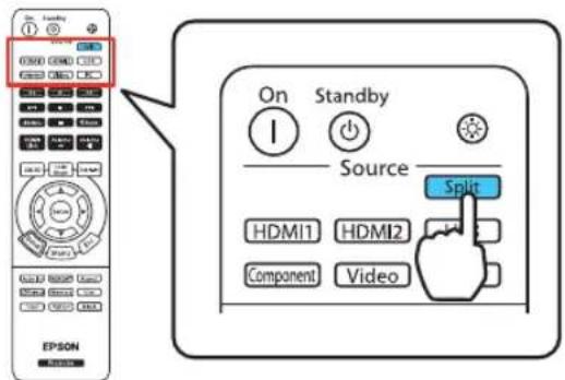 On Standby Source HDMI1 HDMI2 Component Video Split EPSON