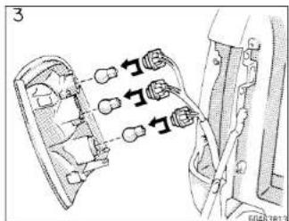 Diagram showing electrical connector connections with labeled parts and directional arrows indicating connection paths